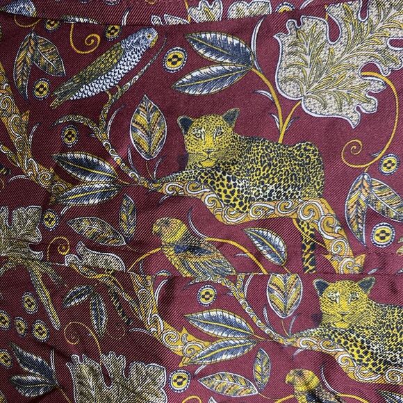 J Crew Top Womens 14 Floral Cheetah Bird Print 100% Silk Blouse Button Up Shirt - Picture 8 of 10